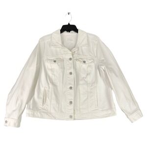 Lucky Brand Jean Jacket‎ Coats Outerwear 1X Womens White Denim